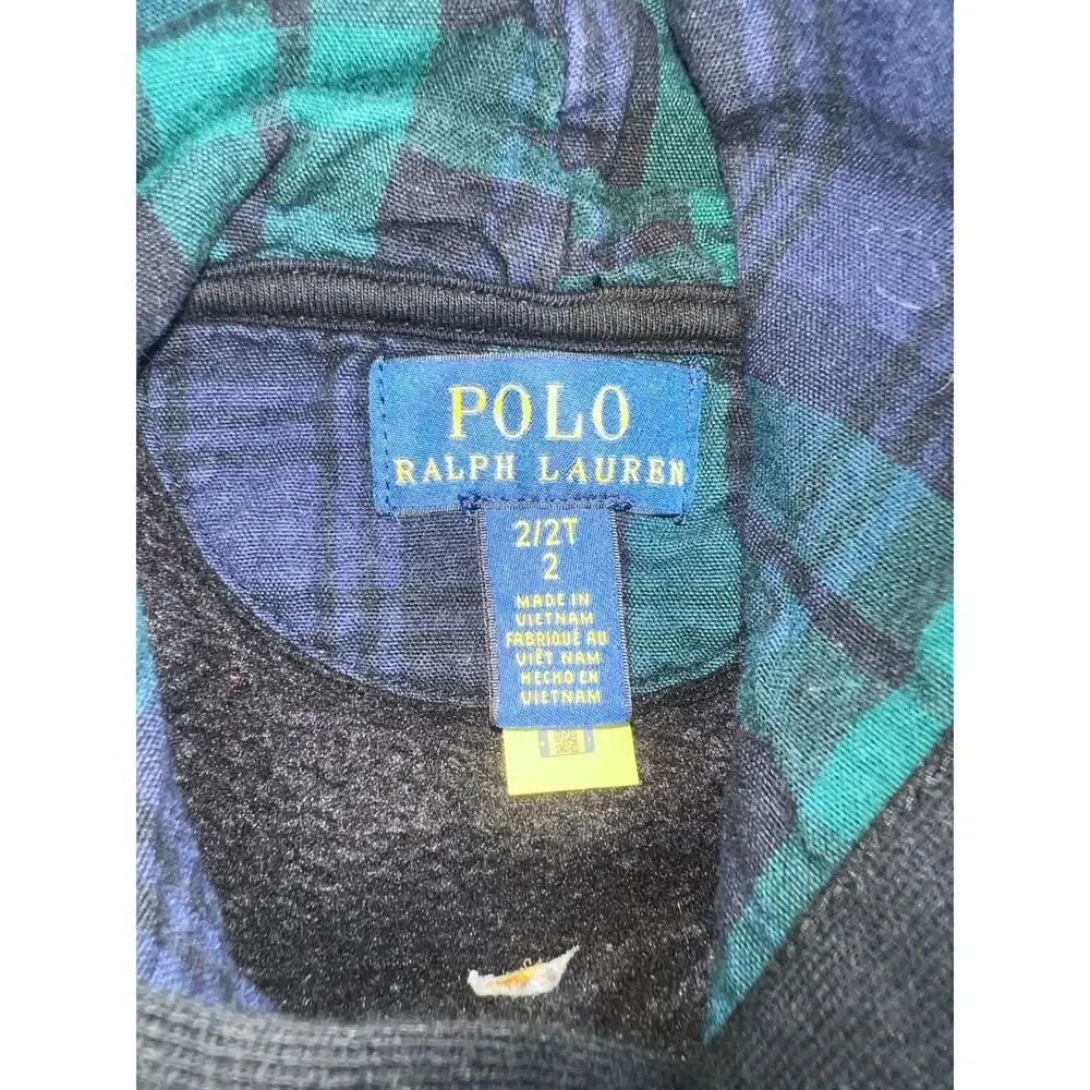 Polo Ralph Lauren Embroidered Triple Pony black hoodie sweatshirt toddler 2/2T